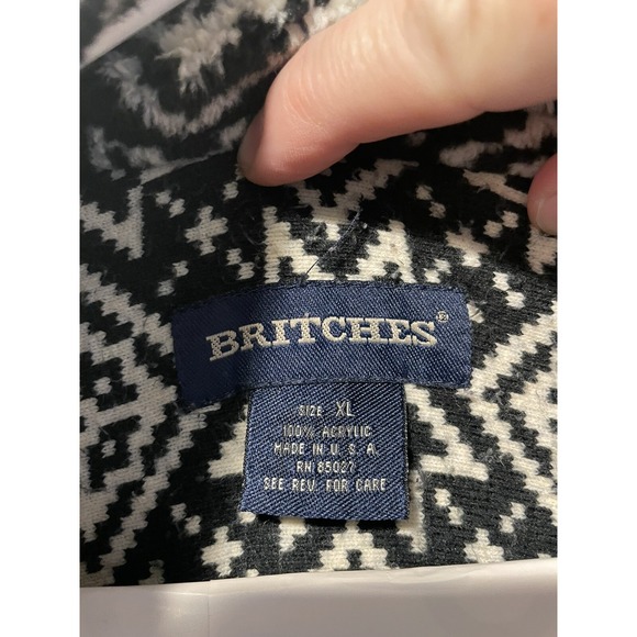 Patterned Fleece Jacket Full Zip Black‎ White Blue Geometric Print - Picture 4 of 8